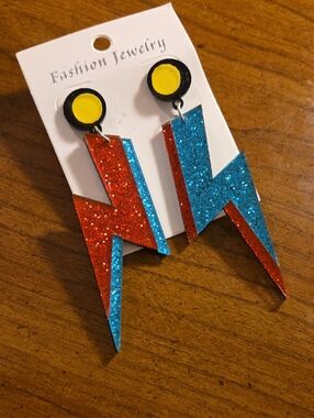 Sparkly Lightning Dangle Earrings